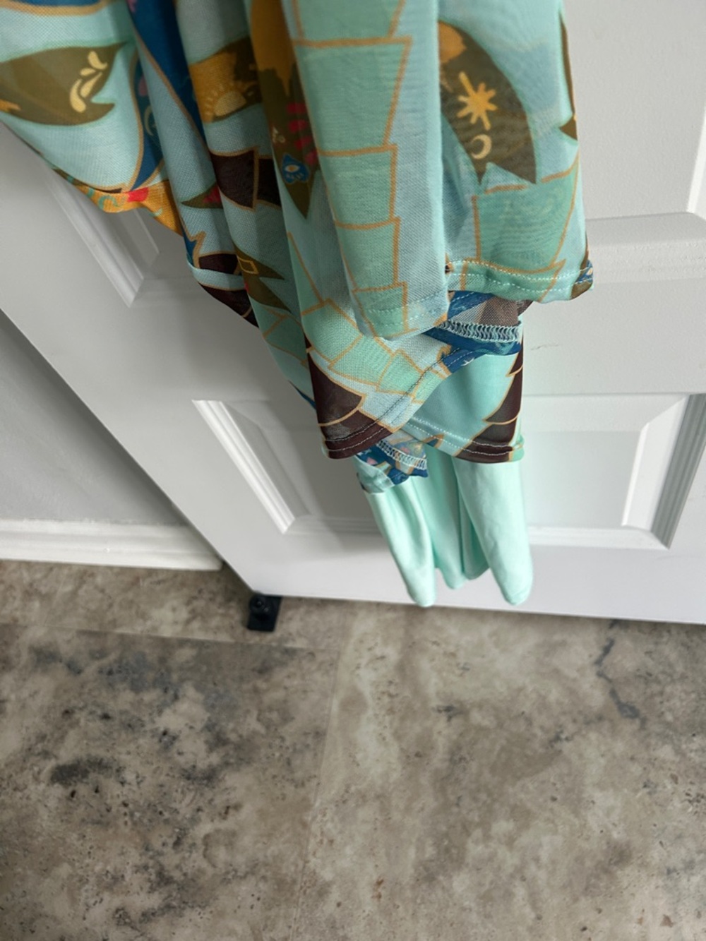 Never Fully Dressed Tropical Palm Print Maxi Dress - Mint, Blue & Brown 14 - Picture 3 of 6